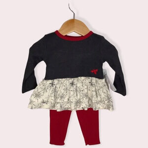 NWT‎ Burt's Bees Baby pants set Christmas outfit snowflakes size 0-3 months